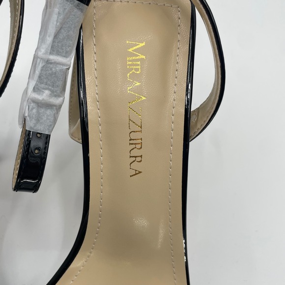 Miraazzurra Black Patent Platform‎ Chunky Heel Open Ankle Strap Womens Size 7.5 - Picture 6 of 10